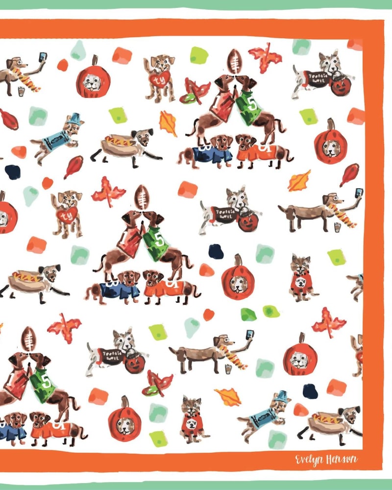 Front of a size one-size-fits-all Fall About Dogs Bandana Scarf In Multi in Multi by Created By. | dia_product_style_image_id:353556